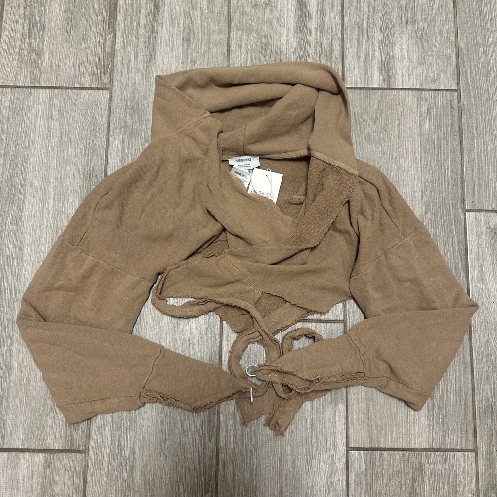 Nwt Sami Miro Vintage Open Seam Wrap Hoodie In Taupe Small — image 2 of 2